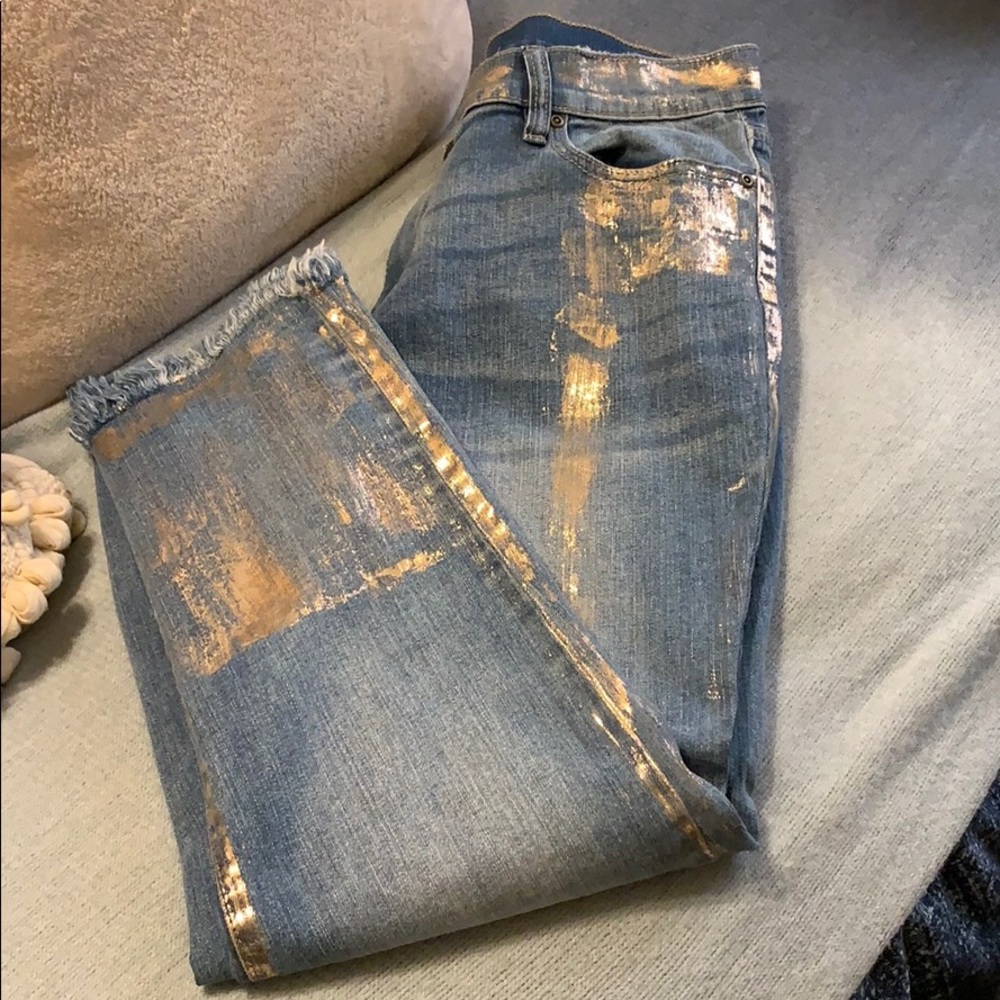 Boho Gold Foil Boyfriend Jeans